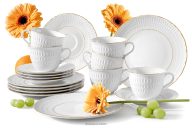 Elegantes Porzellan-Kaffeegeschirr golden line 6-Personen-Set (18 tlg)