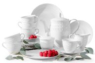 Elegantes Porzellan Kaffeeservice weiß 6 Personen (21 tlg)