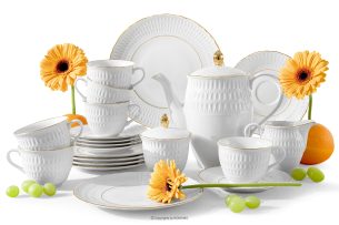 CMIELOW SOFIA, https://konsimo.de/kollektion/cmielow-sofia/ Elegantes Porzellan Kaffeeservice Goldlinie 6-Personen-Set (21 tlg) weiß/gold - Foto