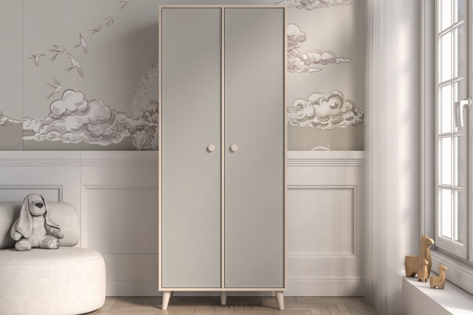 PUNGI Kinderzimmer-Kleiderschrank grau/beige grau/beige - Foto 4