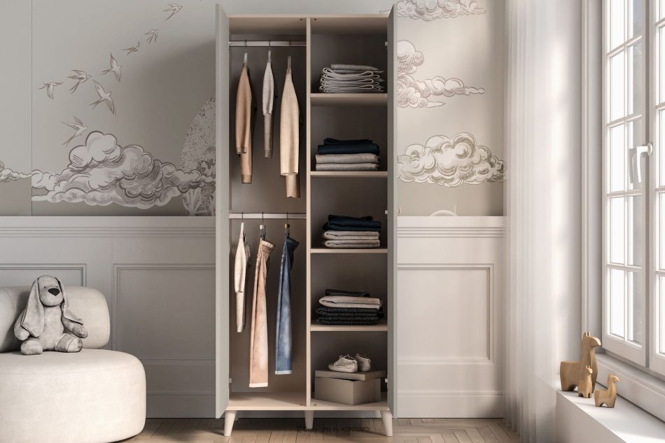 PUNGI Kinderzimmer-Kleiderschrank grau/beige grau/beige - Foto 5