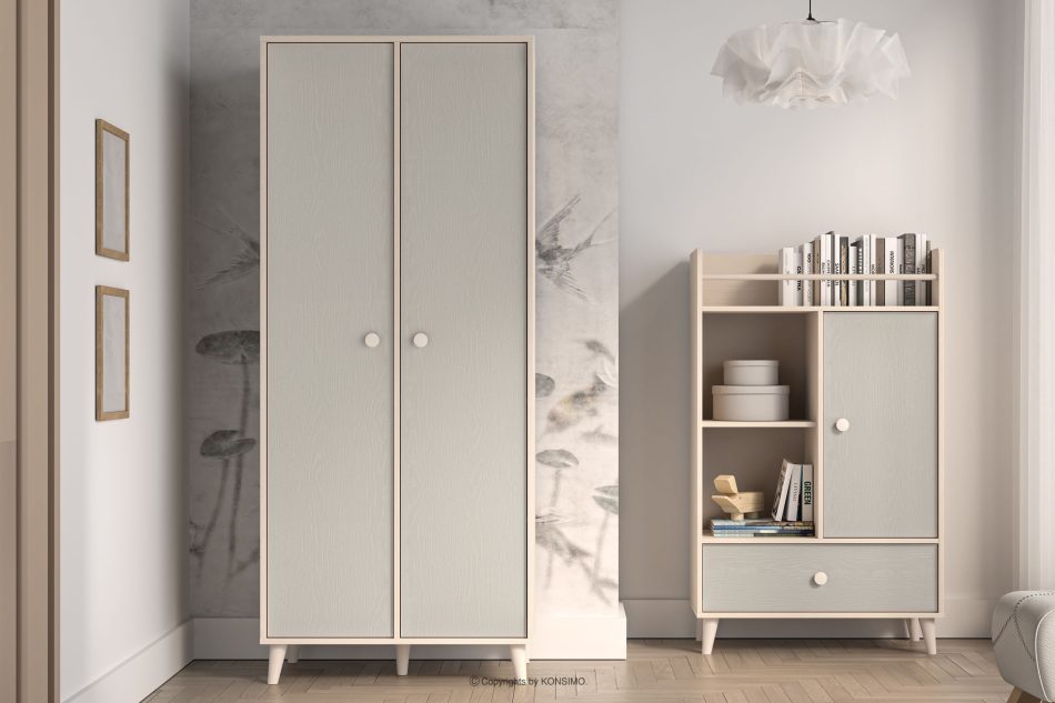PUNGI Kinderzimmer-Kleiderschrank grau/beige grau/beige - Foto 8