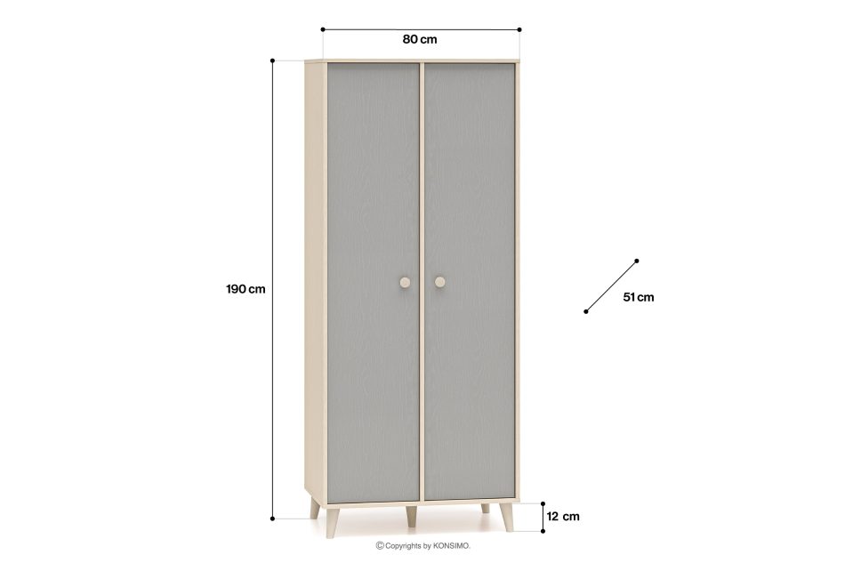 PUNGI Kinderzimmer-Kleiderschrank grau/beige grau/beige - Foto 9