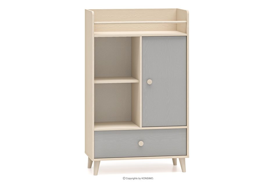 PUNGI Kinderzimmertruhe mit Einlegeböden und Schublade grau/beige grau/beige - Foto 0