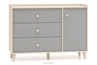 Große Kinderzimmerkommode mit Schubladen und Einlegeböden grau/beige