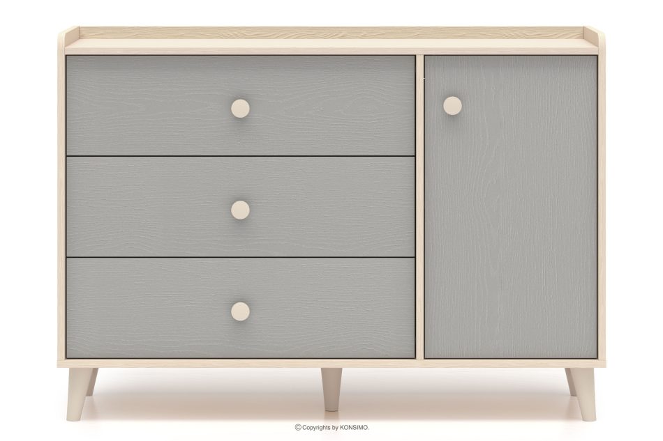 PUNGI Große Kinderzimmerkommode mit Schubladen und Einlegeböden grau/beige grau/beige - Foto 2