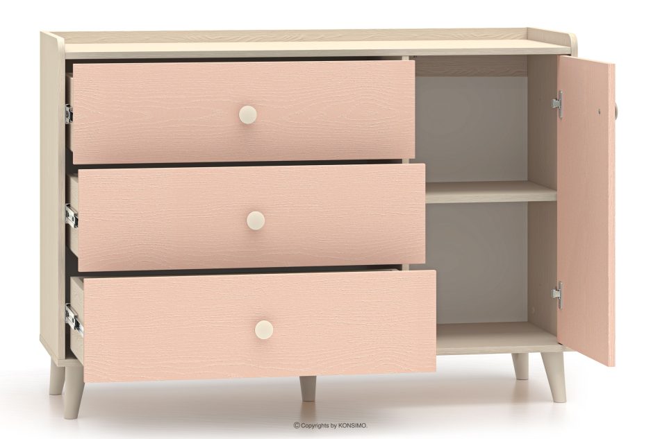 PUNGI Kinderzimmerkommode mit Schubladen und Einlegeböden rosa/beige rosa/beige - Foto 3