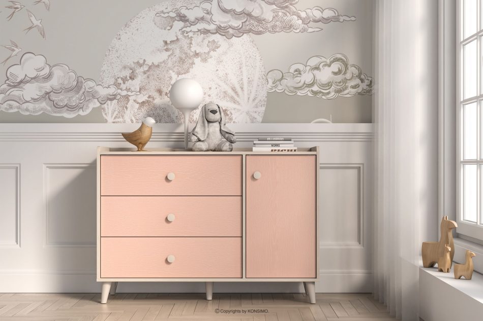PUNGI Kinderzimmerkommode mit Schubladen und Einlegeböden rosa/beige rosa/beige - Foto 4