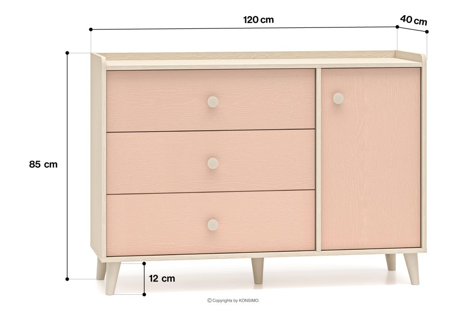 PUNGI Kinderzimmerkommode mit Schubladen und Einlegeböden rosa/beige rosa/beige - Foto 10
