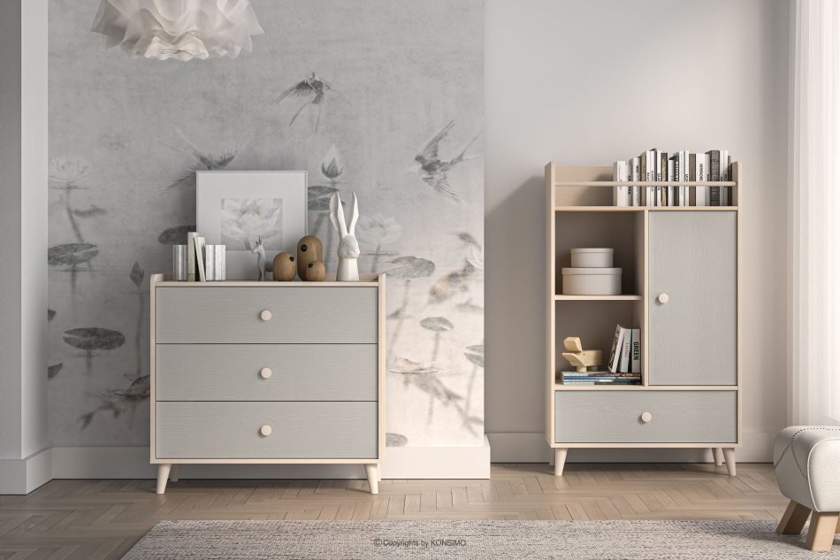 PUNGI Kinderzimmerkommode mit Schubladen grau/beige grau/beige - Foto 9