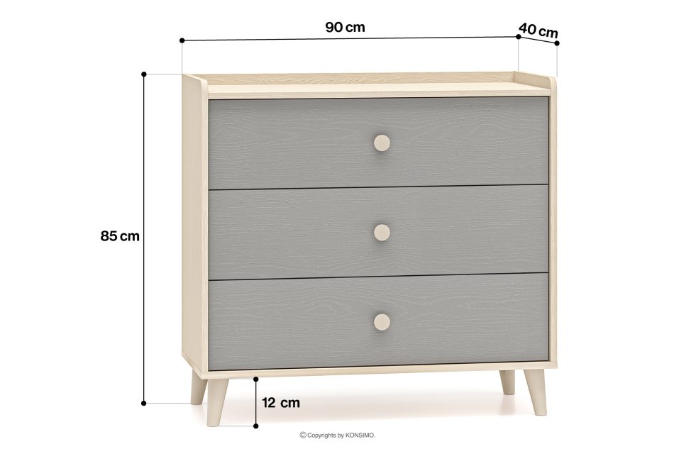 PUNGI Kinderzimmerkommode mit Schubladen grau/beige grau/beige - Foto 10