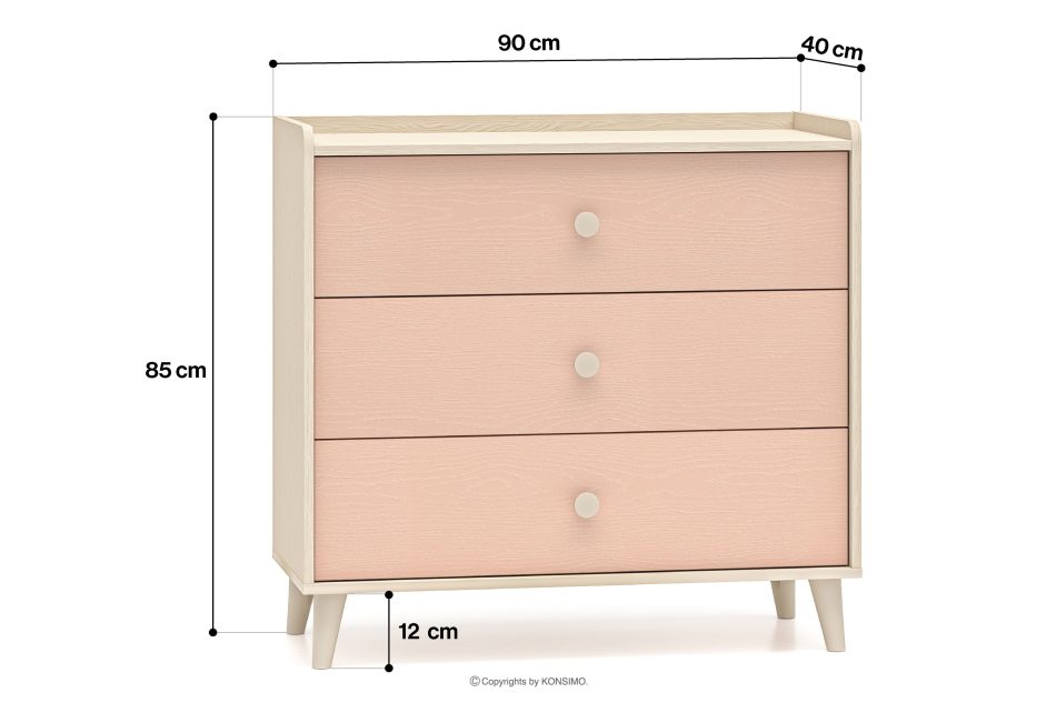 PUNGI Kinderzimmerkommode mit Schubladen rosa/beige rosa/beige - Foto 10