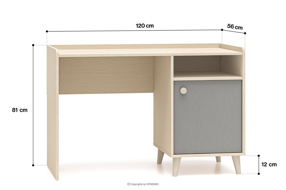 PUNGI Kinderschreibtisch mit Einlegeböden grau/beige grau/beige - Foto 9