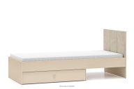 Bett mit Ständer und Schublade beige