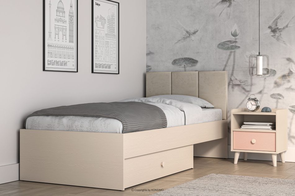 PUNGI Bett mit Ständer und Schublade beige beige - Foto 10