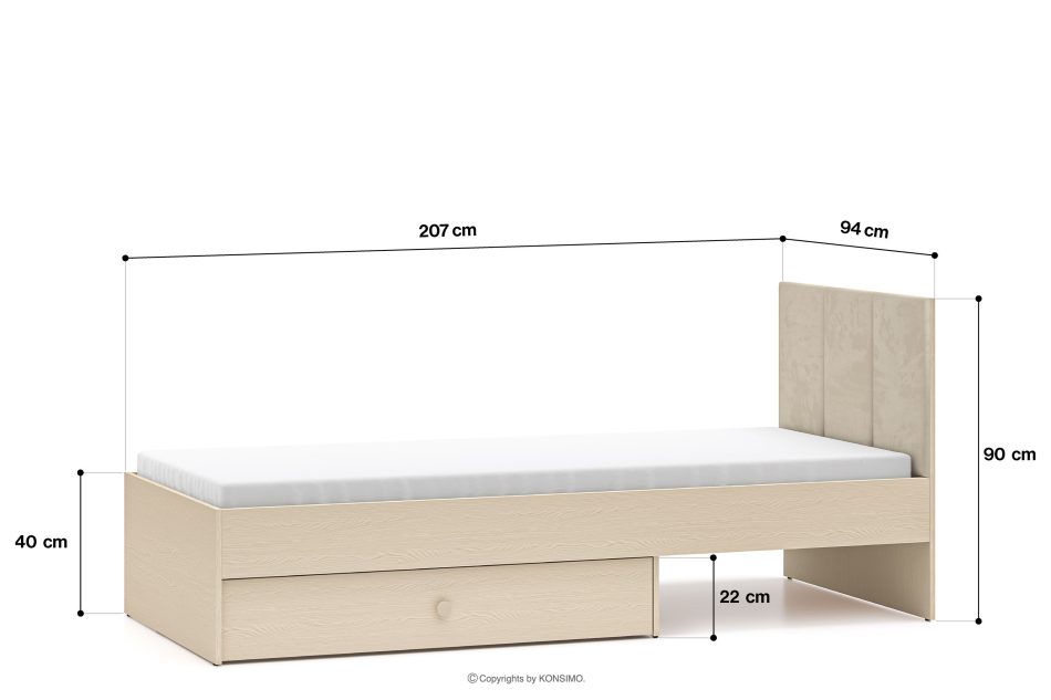 PUNGI Bett mit Ständer und Schublade beige beige - Foto 11
