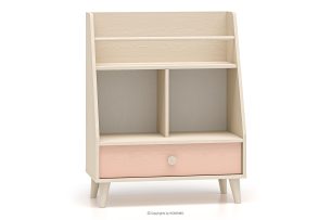 PUNGI, https://konsimo.de/kollektion/pungi/ Kinderbuchregal mit Einlegeböden und Schublade rosa/beige rosa/beige - Foto