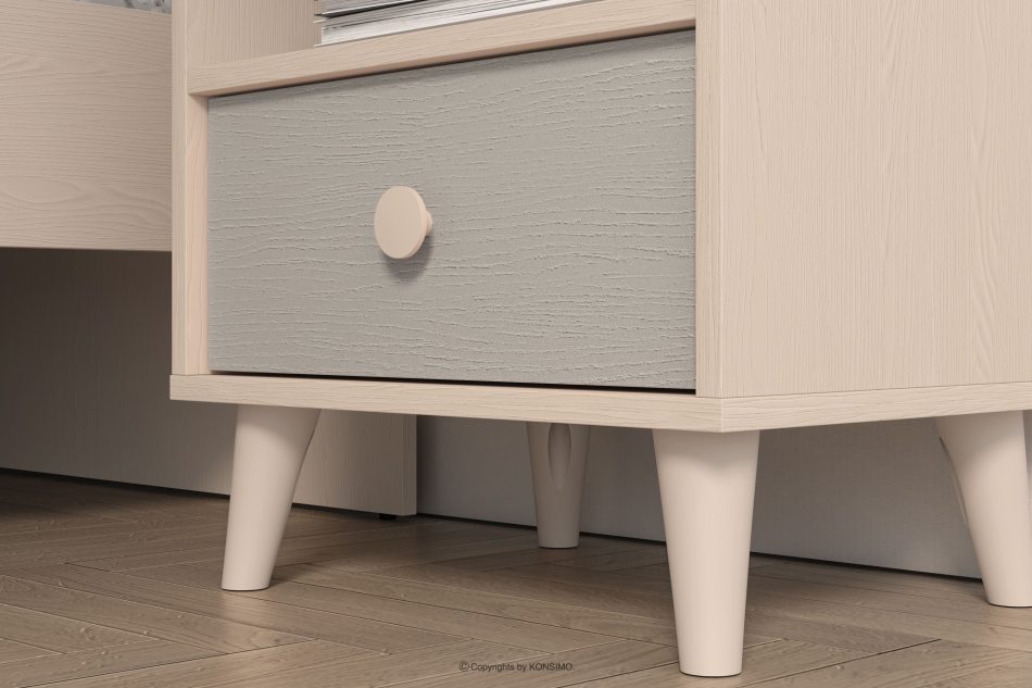 PUNGI Nachttisch mit Schublade für Kinderzimmer grau/beige grau/beige - Foto 7