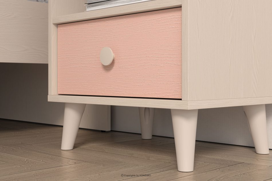 PUNGI Nachttisch mit Schublade für Kinderzimmer rosa/beige rosa/beige - Foto 7