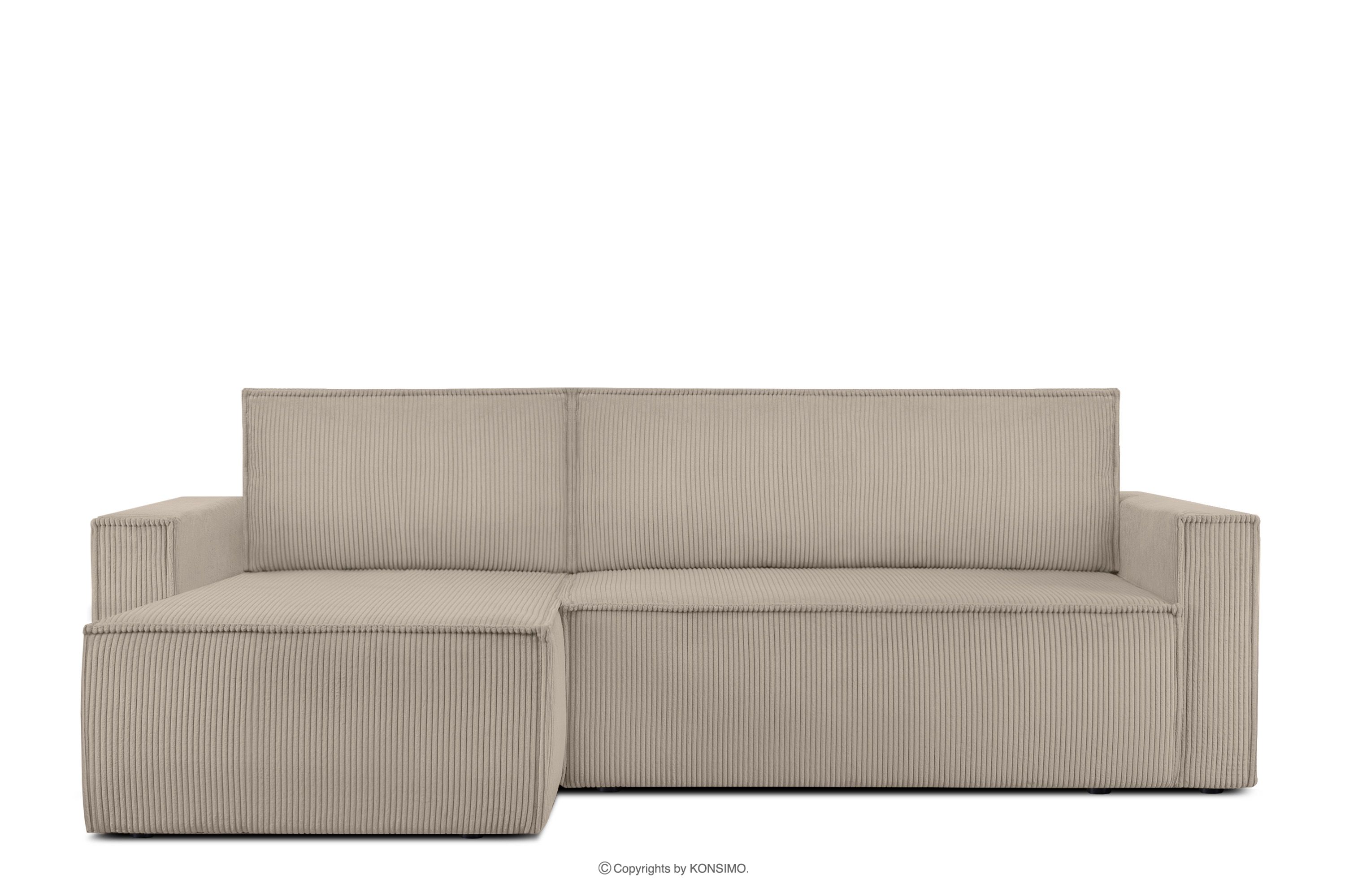 Großes Ausklappsystem Ecksofa Kordstoff beige rechts/links