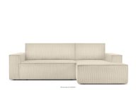 Kordstoff-Ecksofa rechts mit Schlaffunktion & Bettkasten in cremefarben