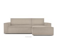 Kordstoff-Ecksofa rechts mit Schlaffunktion & Bettkasten in beigefarben