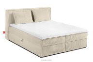 Doppelbett 140 cm aus cremefarbenem Kordstoff