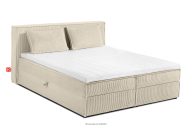Doppelbett 160 cm aus cremefarbenem Kordstoff