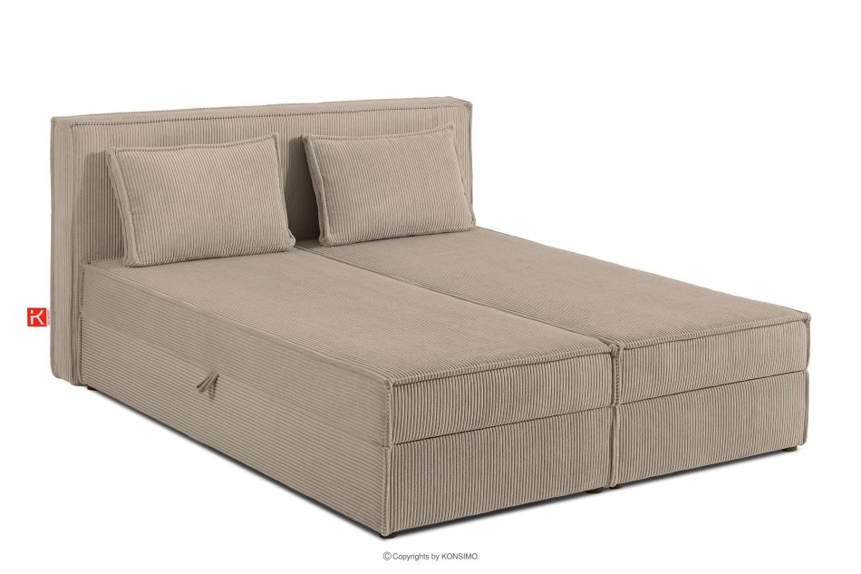 ROTI Doppelbett 160 cm mit Bettkasten aus beigefarbenem Kordstoff beige - Foto 2