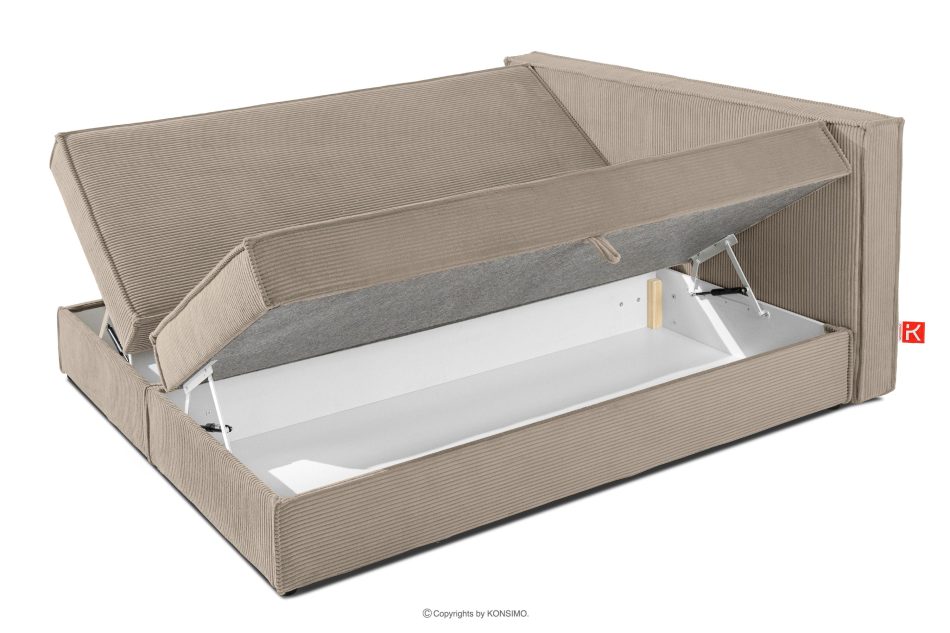 ROTI Doppelbett 160 cm mit Bettkasten aus beigefarbenem Kordstoff beige - Foto 6