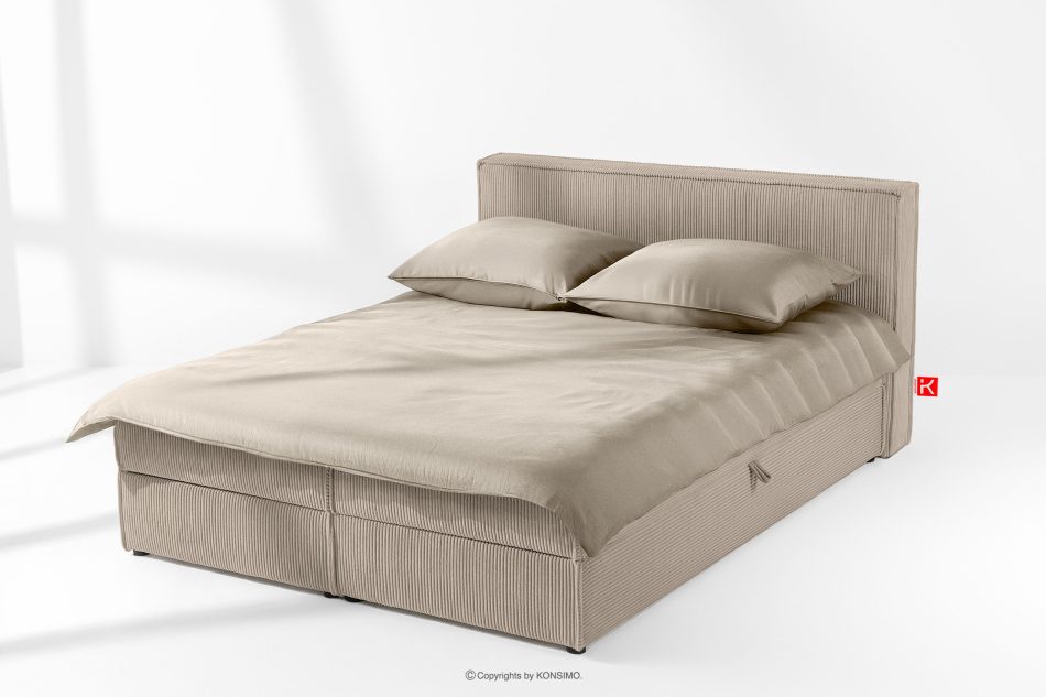 ROTI Doppelbett 160 cm mit Bettkasten aus beigefarbenem Kordstoff beige - Foto 1