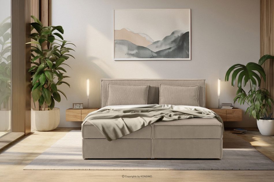 ROTI Doppelbett 160 cm mit Bettkasten aus beigefarbenem Kordstoff beige - Foto 15