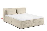 Doppelbett 180 cm aus cremefarbenem Kordstoff