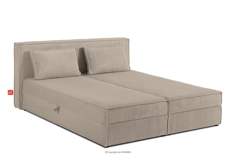 ROTI Doppelbett 180 cm mit Bettkasten aus beigefarbenem Kordstoff beige - Foto 2