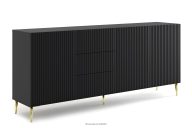Schwarze elegante Kommode für Zimmer auf goldenen Beinen