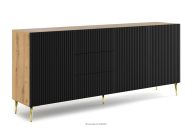 Artisan eiche/schwarz Kommode für Zimmer auf goldenen Beinen