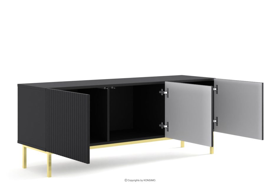 REMO Großer TV-Schrank auf goldenen Beinen schwarz schwarz - Foto 2
