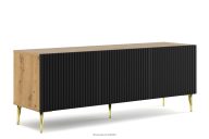 Breiter TV-Schrank auf goldenen Beinen artisan eiche/schwarz