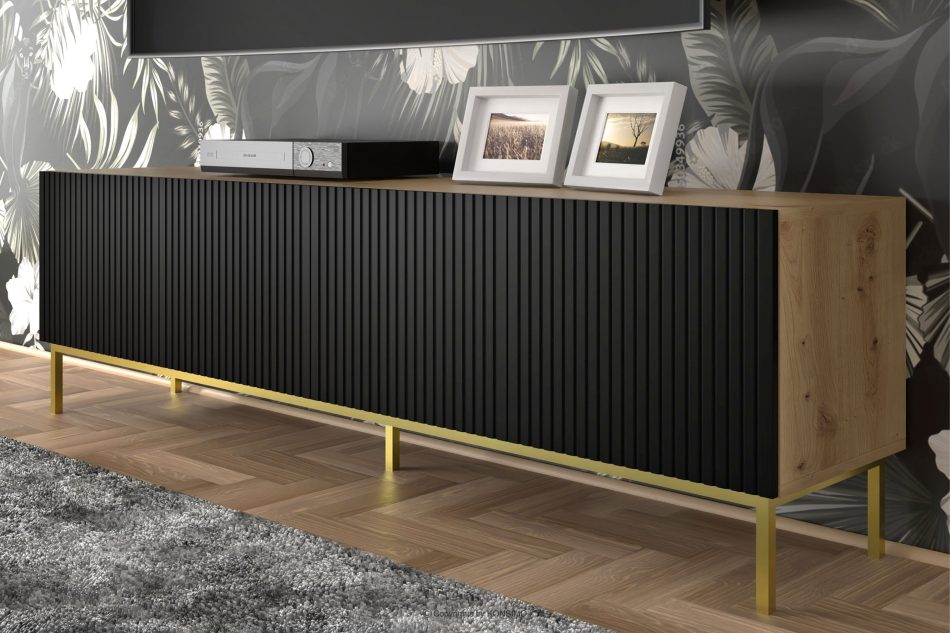 REMO 200cm TV-Schrank handwerklich eiche/schwarz artisan eiche/schwarz - Foto 3