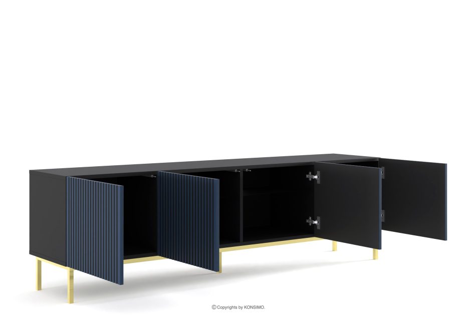 REMO TV-Schrank mit Flossen auf goldenen Beinen navy blue Schwarz/Marineblau - Foto 2