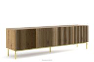 TV-Schrank mit Rippen auf goldenen Beinen Eiche artisan
