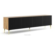 200cm TV-Schrank für TV auf goldenen Beinen artisan eiche/schwarz
