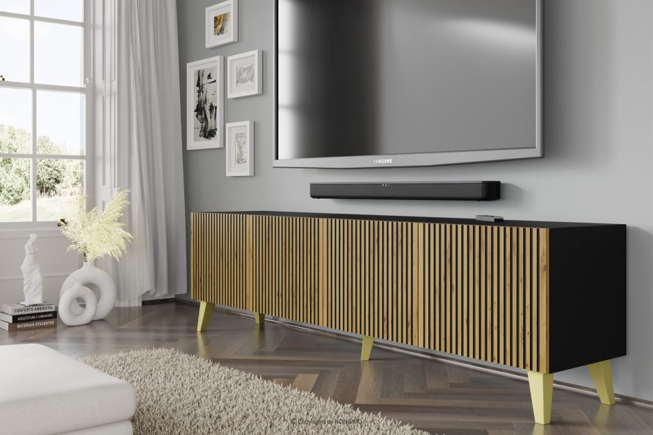 REMO TV-Schrank mit Rippen schwarz/eiche artisan schwarz/eiche artisan - Foto 3