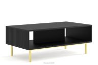 Couchtisch auf goldenen Beinen mit Einlegeböden schwarz