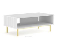 Couchtisch auf goldenen Beinen mit Einlegeböden weiß