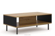 Couchtisch auf schwarzen Beinen mit Einlegeböden artisan eiche/schwarz