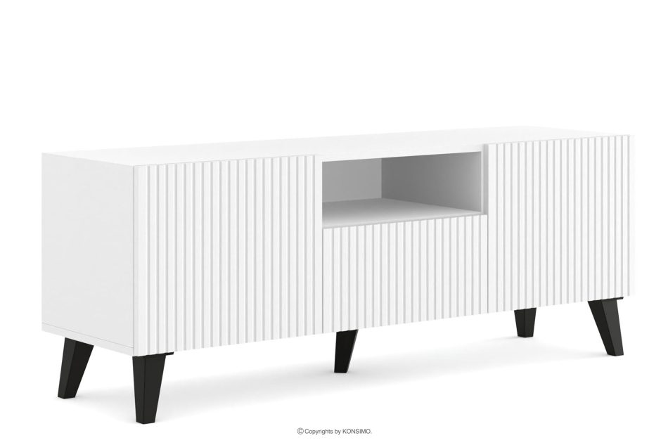 REMO Moderner TV-Fußschrank mit weißen Lamellen weiß - Foto 0
