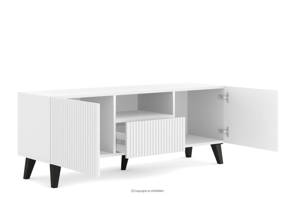 REMO Moderner TV-Fußschrank mit weißen Lamellen weiß - Foto 2