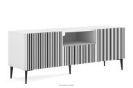 TV-Schrank modern auf Beinen mit Lamellen weiß/schwarz