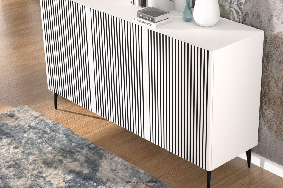 REMO Beinkommode modern mit weiß/schwarzer Paspelierung weiß/schwarz - Foto 4